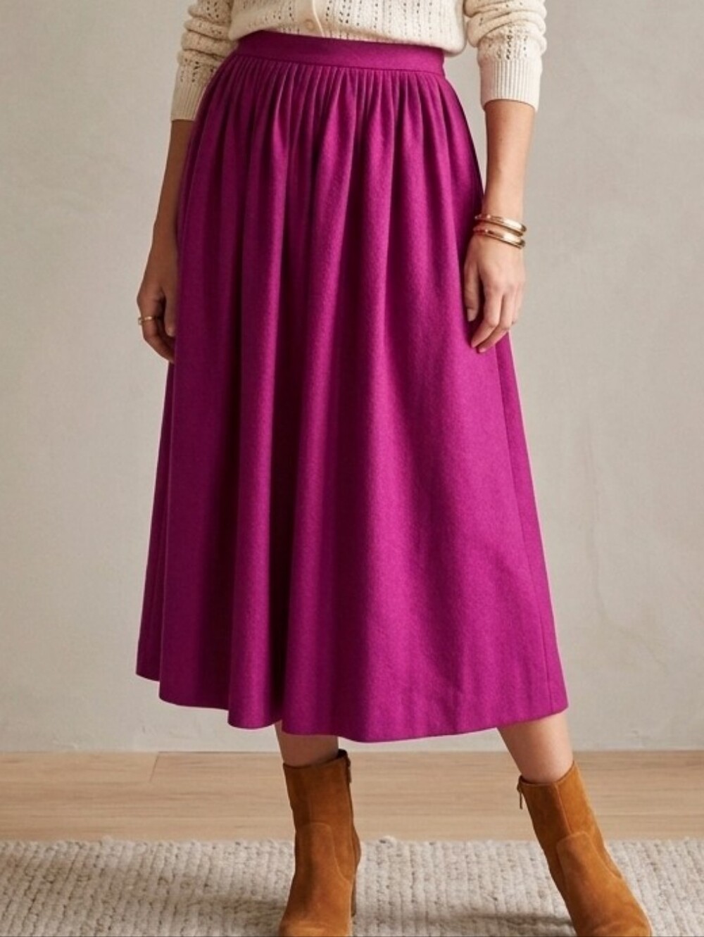 VTG Fits Medium Fushia Wool Maxi Skirt Vintage Heritage Preppy Old Money Classic
